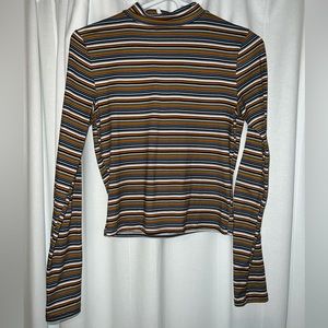 Striped Colorful Mock Neck Turtleneck